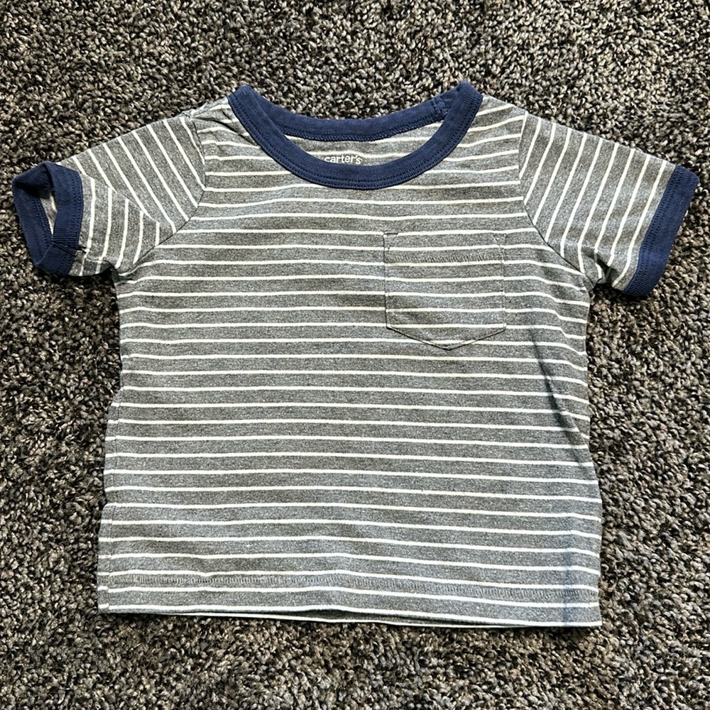 🏡12 month striped shirt with pocket